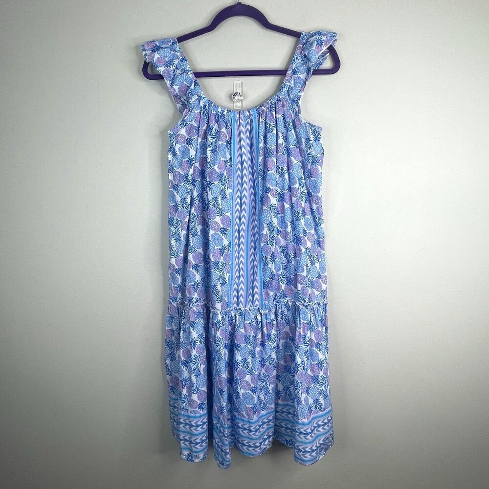 Simply Southern Hawaiian‎ Dress Large Pineapple Print Ruffle Vacation Resort